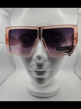 XOXO Women's Oversized Pink Gradient Shield  Sunglasses Y2K Rich Girl Mom Boss